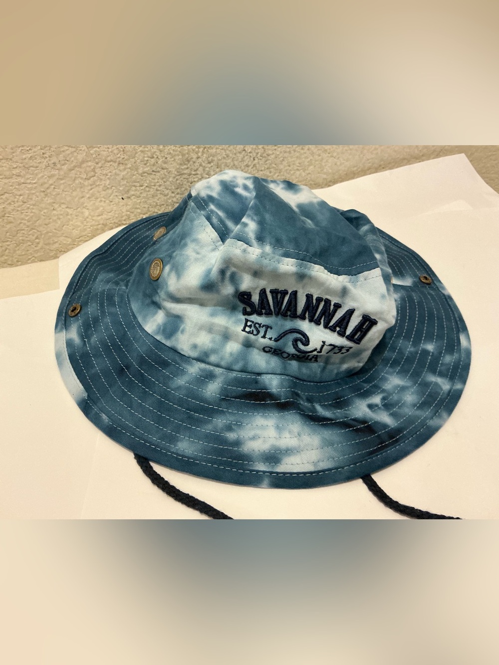 Savannah Blue & White Tie-Dye Bucket Hat L/XL
